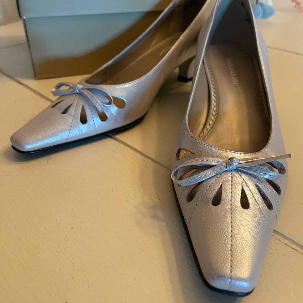 Naturalizer Metallic Heels with Bow Detail